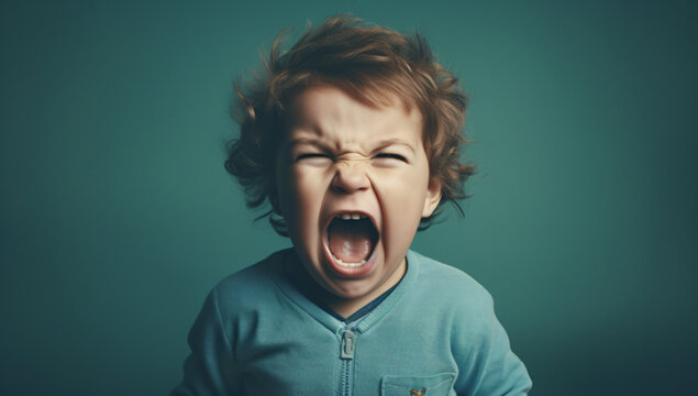  Portrait of Child Screaming in Frustration, Boy Crying Out Loud in Anger, Challenges of Parenting: The Problem Child's Protest, Boy Raising His Voice and Screaming, naughty child, troubled child