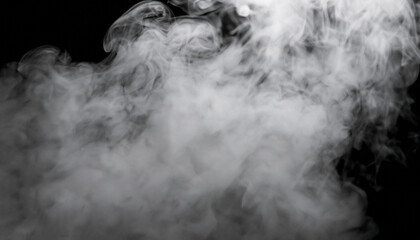 The abstract fog or smoke moves on black background, with White cloudiness, mist, or smog...