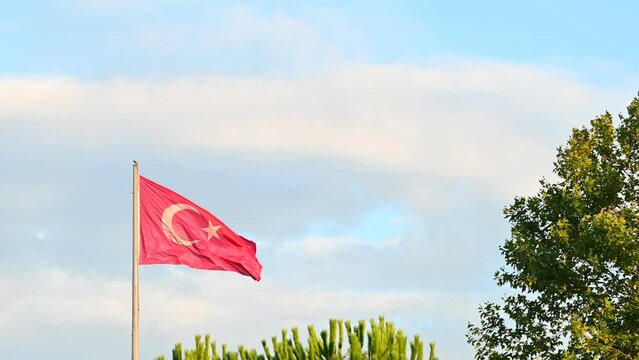 Turkish flag.  Turkish flag waving.