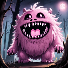 Happy Monster Laughing under the moon