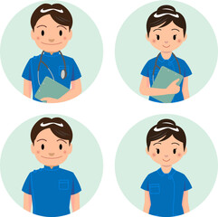 笑顔の看護師のアイコンイラスト素材