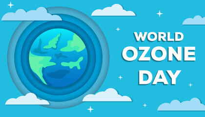 world ozone day background illustration in paper style