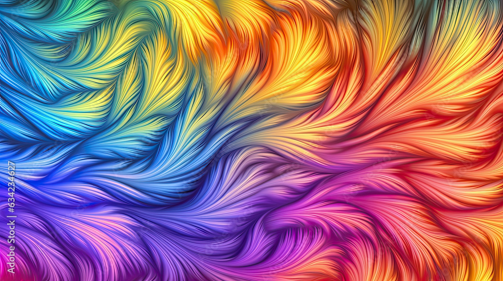 Poster unique feather rainbow texture - generative ai