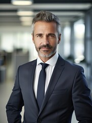 Fototapeta premium Professional man posing for the camera in an office setting created with AI