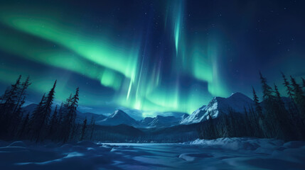 Fototapeta premium aurora over the lake