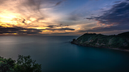 Naklejka premium Mui Dien Lighthouse in the morning at Phu Yen province, Viet Nam