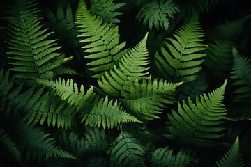 A background of lush ferns.