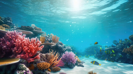 Fototapeta na wymiar coral reef and fish under the ocean
