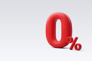 3d Vector Red zero percent or 0% special offer and discount. - obrazy, fototapety, plakaty