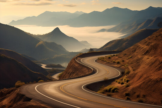 a long, winding road. the open road concept