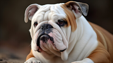 hund bulldog tier haustier welpe canino weiß - obrazy, fototapety, plakaty