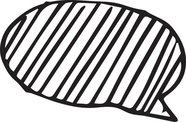 Digital png illustration of black crosshatched speech bubble on transparent background