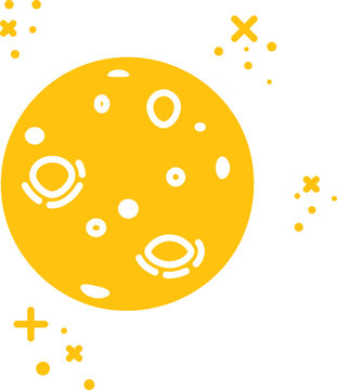 Digital png illustration of yellow moon and stars in space on transparent background