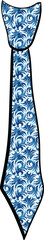 Digital png illustration of blue patterned necktie on transparent background