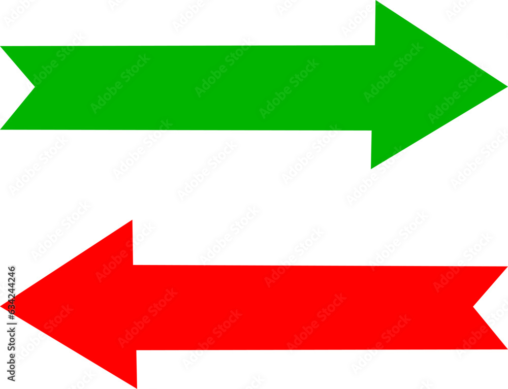 Poster simple arrows green and red icons. modern arrows. replaceable vector design.