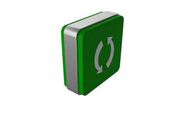 Digital png illustration of green tablet with two anti clockwise arrows on transparent background