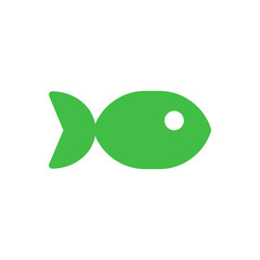 Digital png illustration of simple green fish shape icon on transparent background