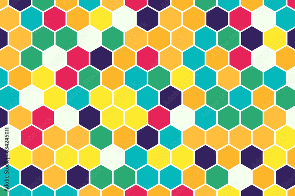 Poster stylish colorful hexagonal honeycomb structure pattern background. hexagons hive geometric pattern v