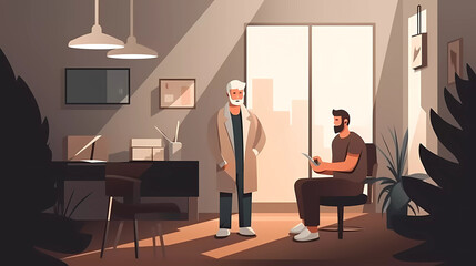 Doctor diagnose patient condition in office. Doctor consultation. Visit. Modern clinic.Modern Hospital.Diagnosis. Vector flat cartoon illustration. Doctor appointment.