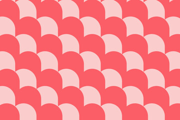 Pink fish scale scallop seamless pattern background. Japanese scallops oval oblong overlapped shapes vector template. © Waseem