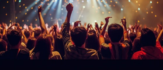 close-up photo of people seen from the back at a music concert