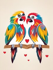 Obraz premium couple of loving parrots
