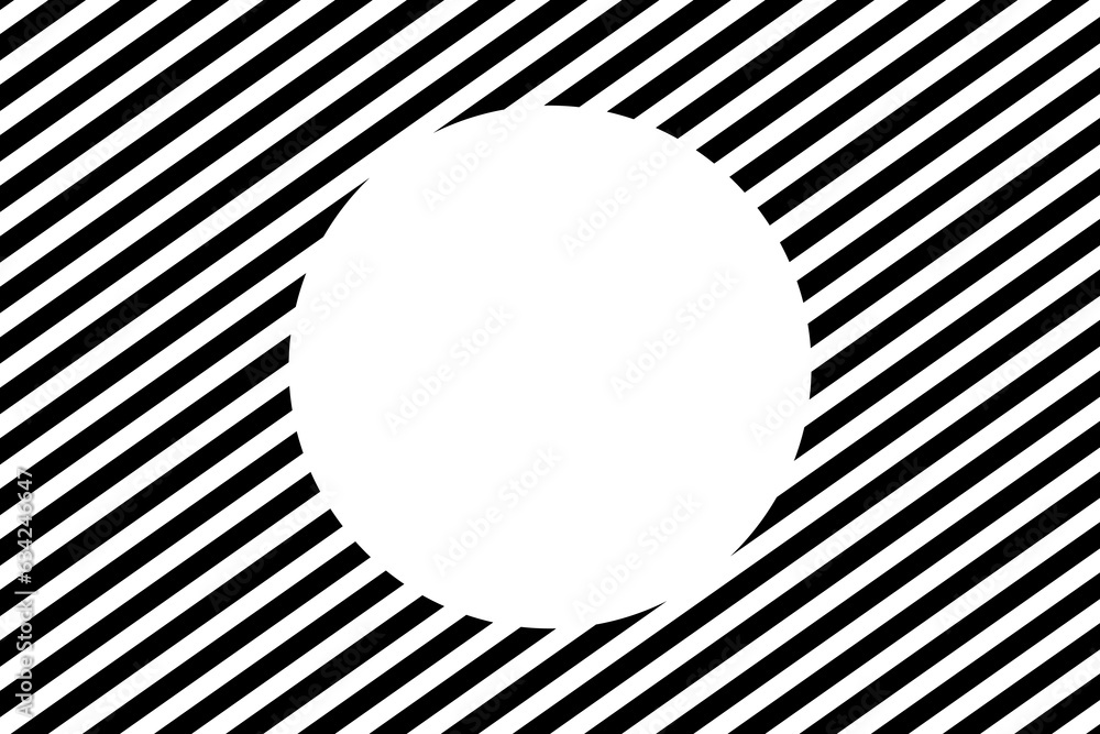 Poster cut circle diagonal lines frame vector art. black and white striped lines forming a circular copy sp