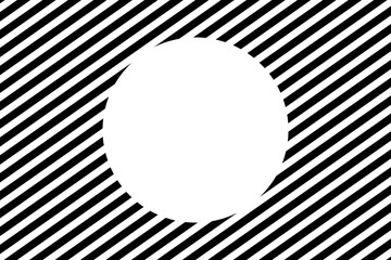 Cut circle diagonal lines frame vector art. Black and white striped lines forming a circular copy space for text message.