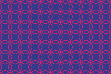 Abstract blue and red floral flower waves geometric pattern vector illustration