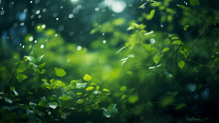 Fototapeta na wymiar 緑の浮葉の背景画像　Generative AI　「Green Floating Leaves background」