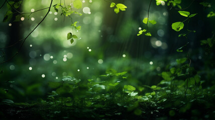 Fototapeta na wymiar 緑の浮葉の背景画像　Generative AI　「Green Floating Leaves background」