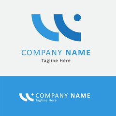 W letter logo design in blue background