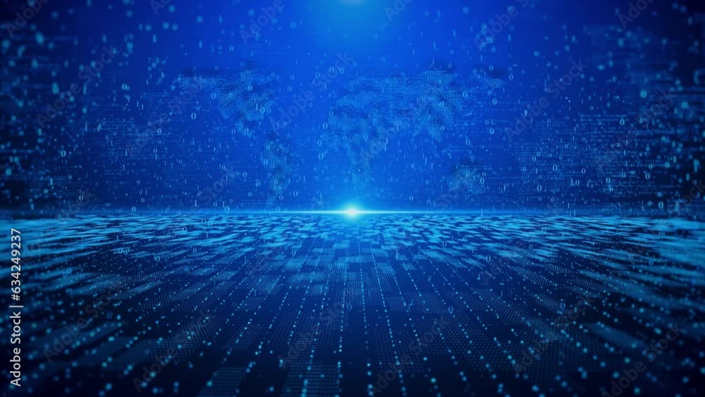 Poster futuristic cyber environment digital motion abstract matrix big data analytic artificial intelligent