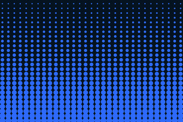 Abstract blue halftone dot circles gradient linear pattern. Halftone screentone vertical lines gradation background vector.