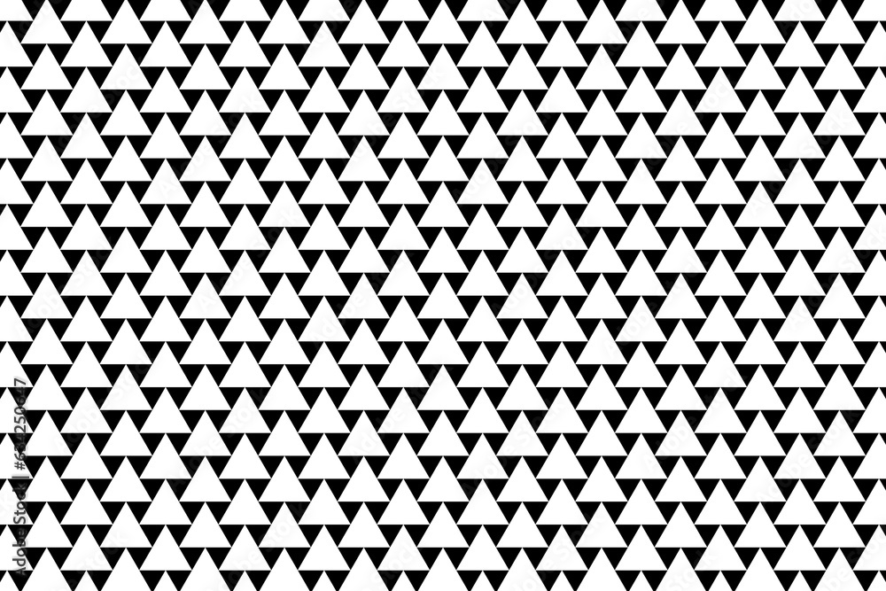 Poster black and white geometric triangles seamless pattern. pyramid triangular tiles mosaic vector illustr