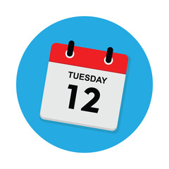 12 tuesday icon with white background
