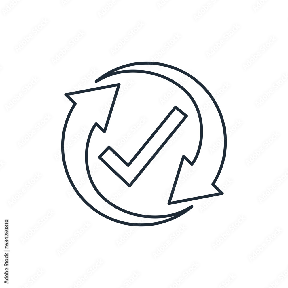 Poster control and update of the standard. consumer protection. maintenance. vector linear icon isolated on