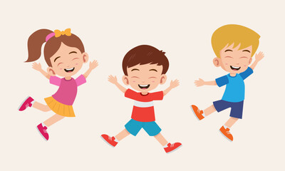 Cute boy and girl happiness flat vector illustration