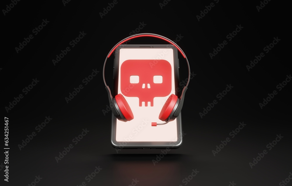 Poster beware of scammers and hackers cyber security concept in call center.