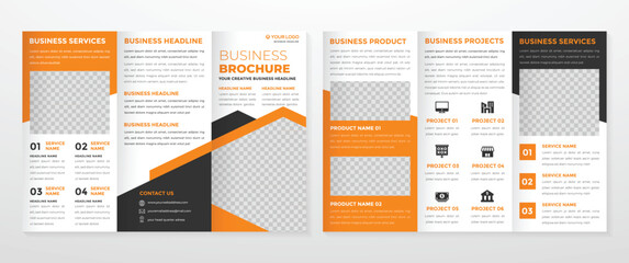 trifold brochure template design with modern style and minimalist layout concept