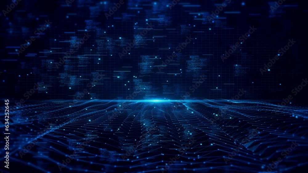 Poster futuristic cyber environment digital motion abstract matrix big data analytic artificial intelligent