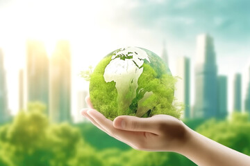 earth and city in hand