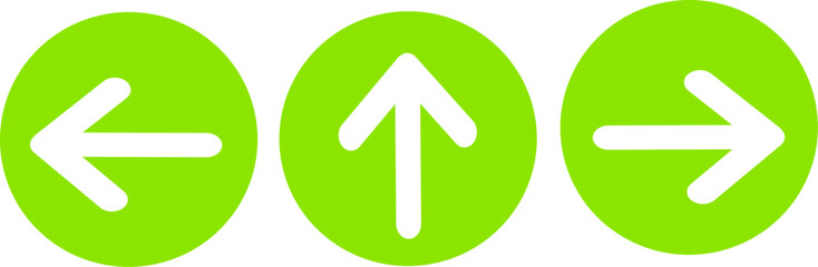 Arrow sign on eco green circle for direction. Replaceable vector design.