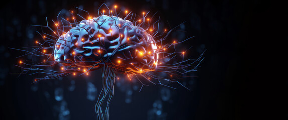 Fototapeta premium Human brain capacity, creativity, business and tech ideas concept. Artificial intelligence generated digital design. 