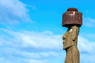 The ancient moai on Easter Island of Chile
