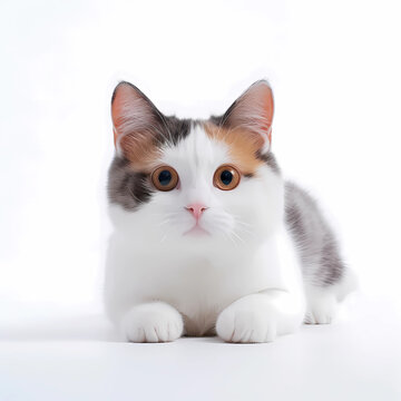 Cute cat white background Generative AI Illustration
