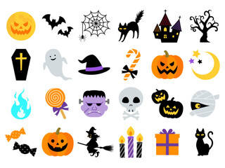 ハロウィンのアイコンセット_ベクターイラスト