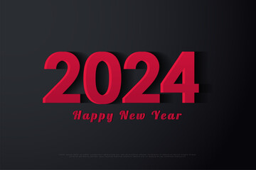 2024 new year with red numbers with subtle shading.