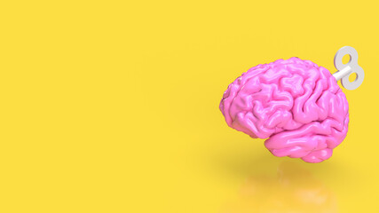 The Human Brain with wind up for Business or sci and medical concept 3d rendering