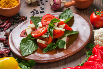 salad with cheese and tomatoes